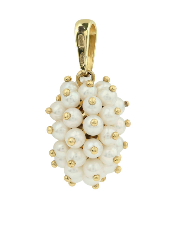 Подвеска из лимонного золота c эмалью и жемчугом