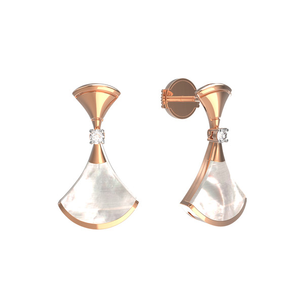 Серьги из золота c бриллиантами и перламутром