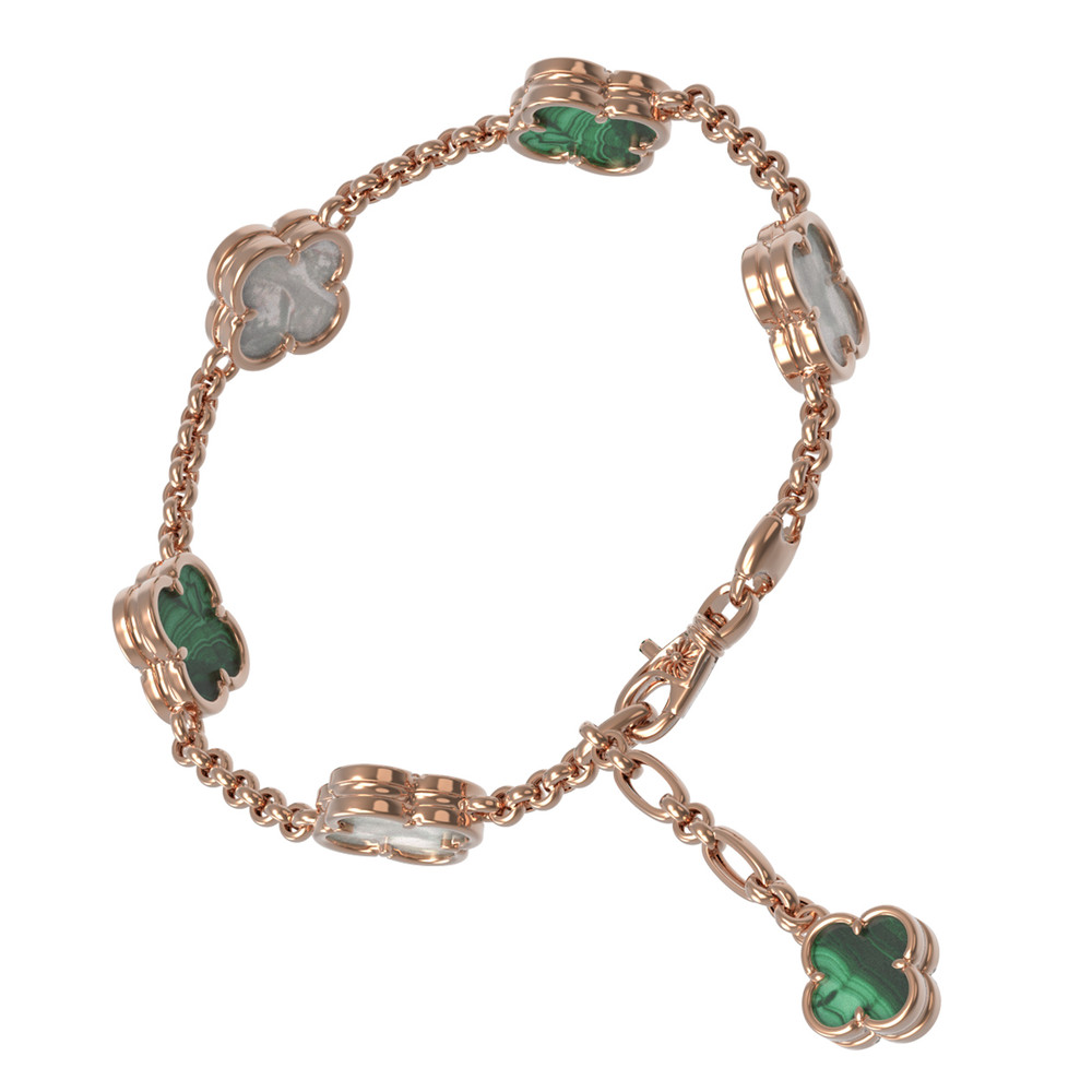 Браслет из золота c малахитом и перламутром