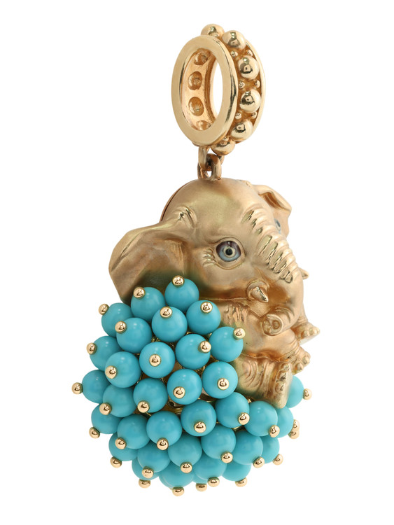 Подвеска из золота c эмалью и бирюзой