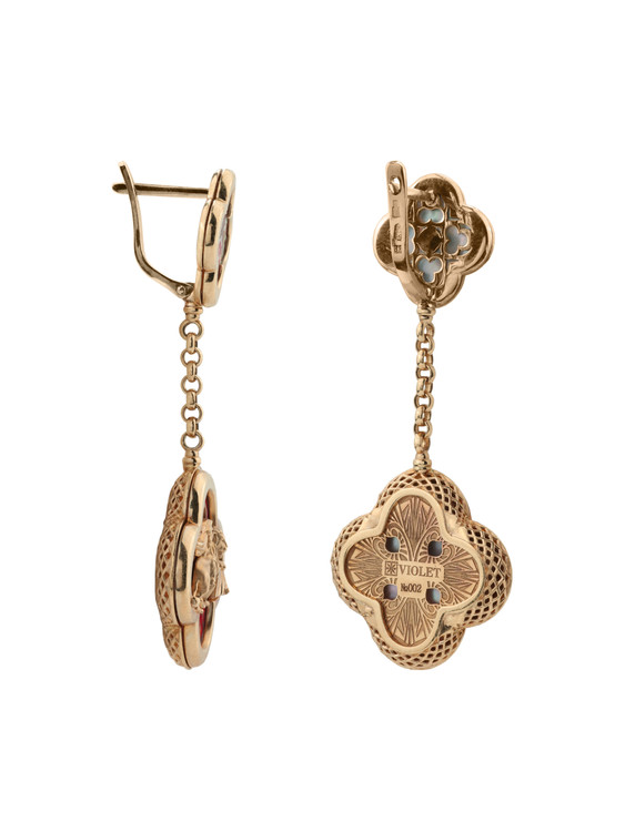 Серьги из золота c эмалью и перламутром