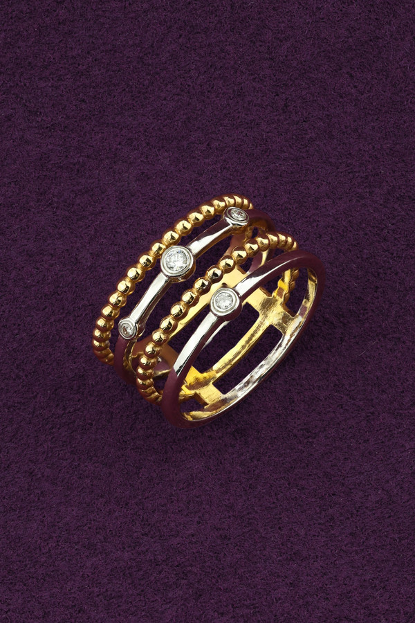 Кольцо из лимонного золота c бриллиантами