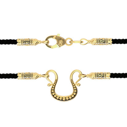 Шнурок шёлковый из лимонного золота c шёлковым шнурком