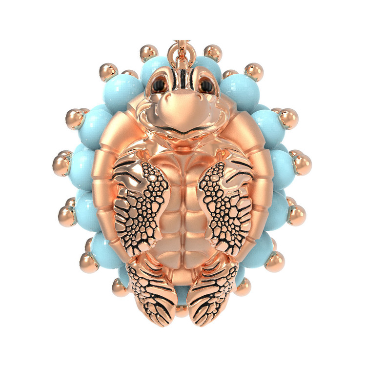 Серьги из золота c эмалью и бирюзой