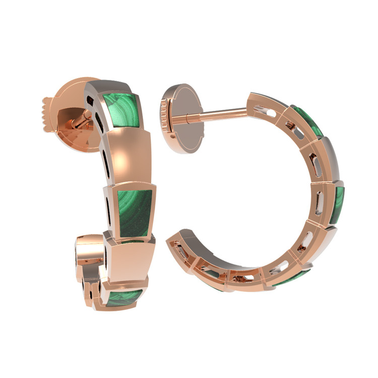 Серьги из золота c малахитом