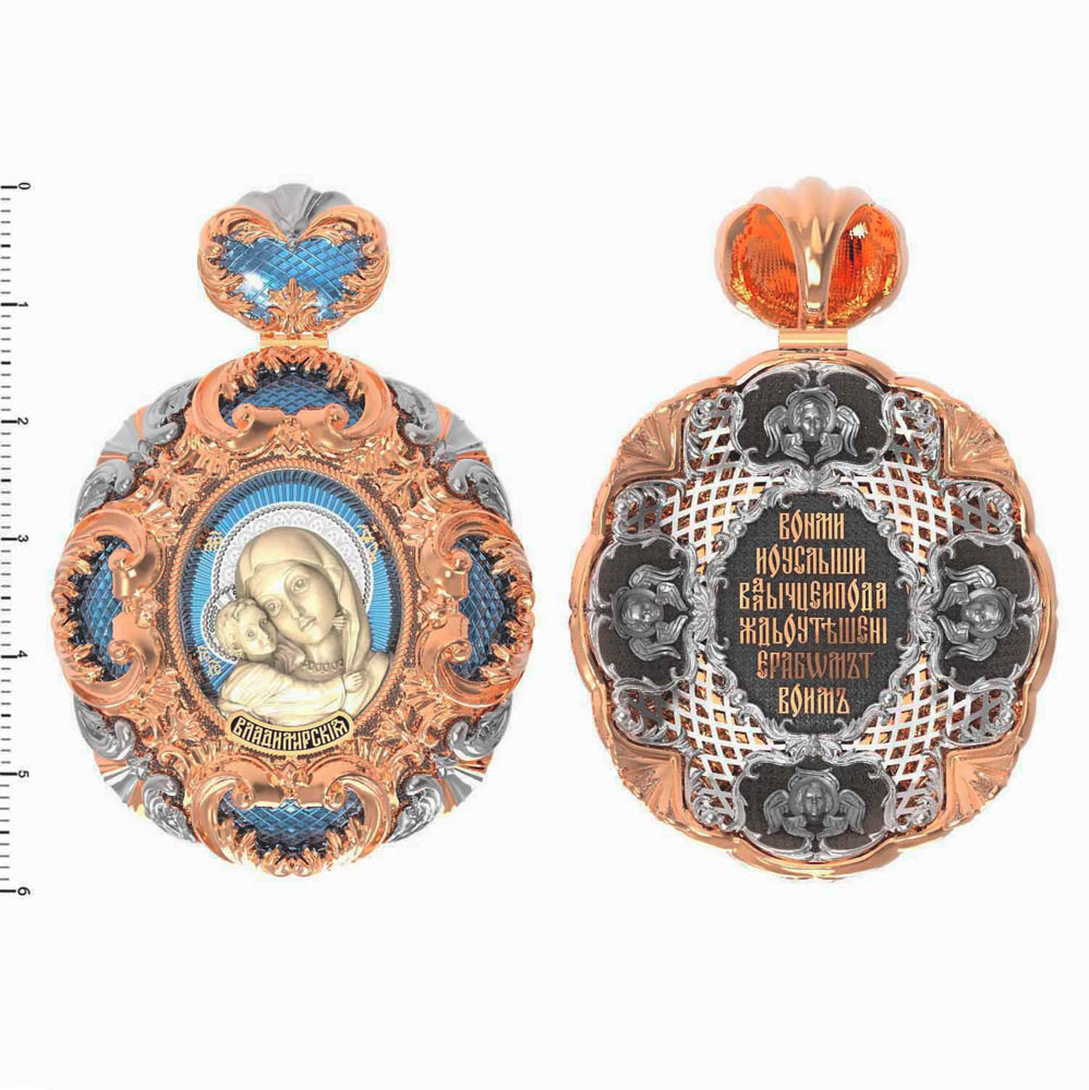 Образок из золота c эмалью и бивнем мамонта