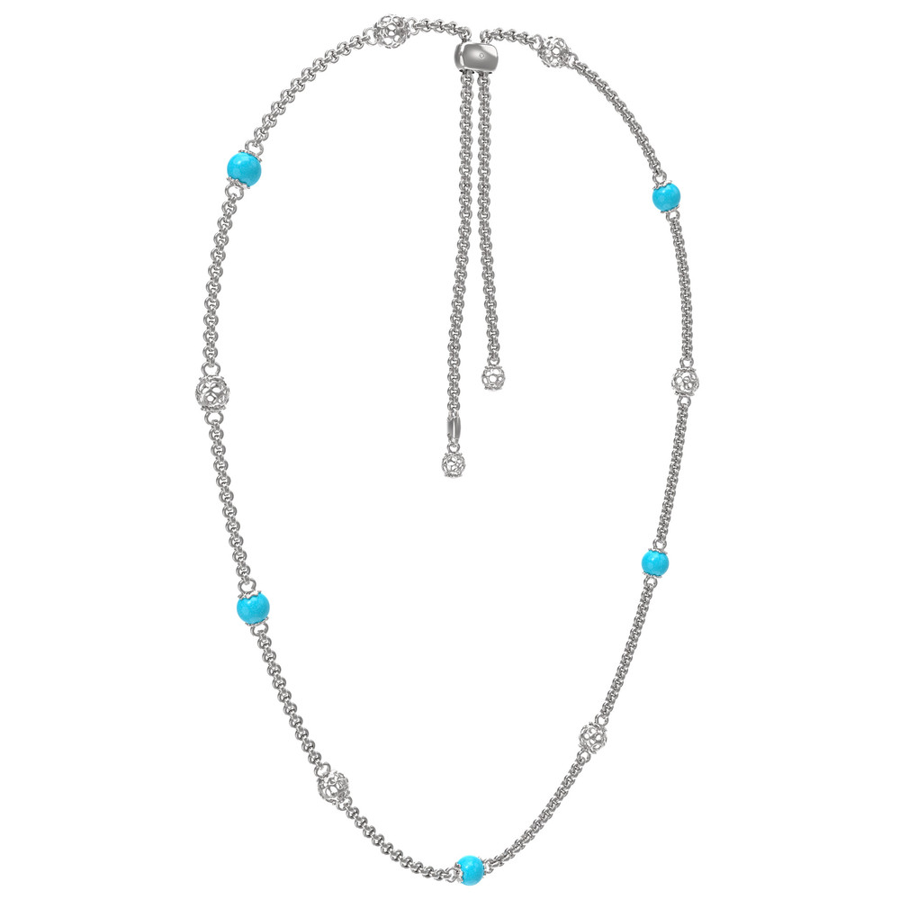 Колье из белого золота c бирюзой