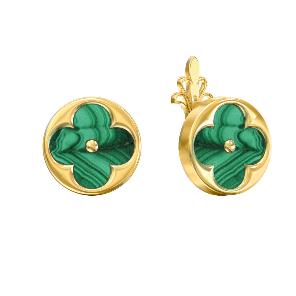 Серьги из лимонного золота c малахитом