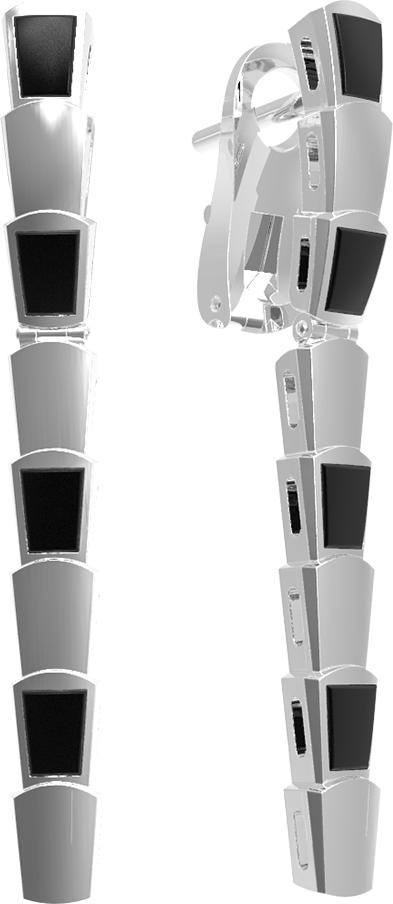 Серьги из белого золота c ониксом