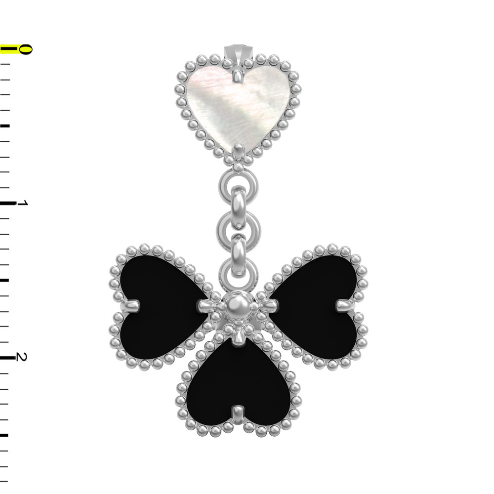 Подвеска из белого золота c ониксом и перламутром