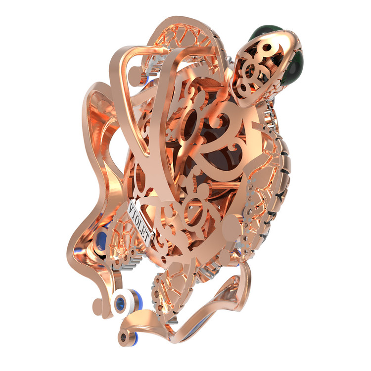 Подвеска из золота c эмалью, фианитом, гранатом и янтарём