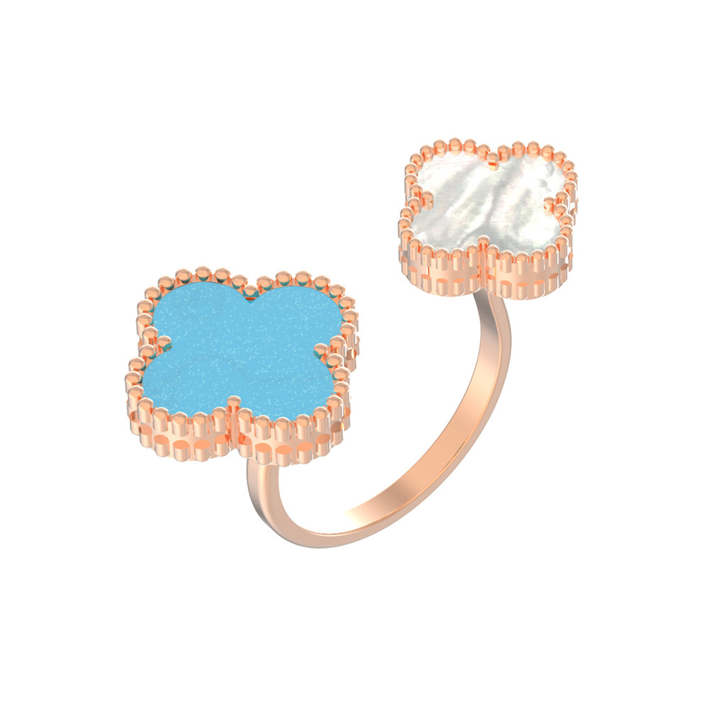 Кольцо из золота c бирюзой и перламутром