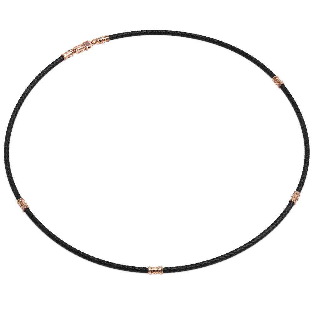 Гайтан из золота c кожаным шнурком