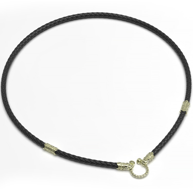 Гайтан из зелёного золота c кожаным шнурком