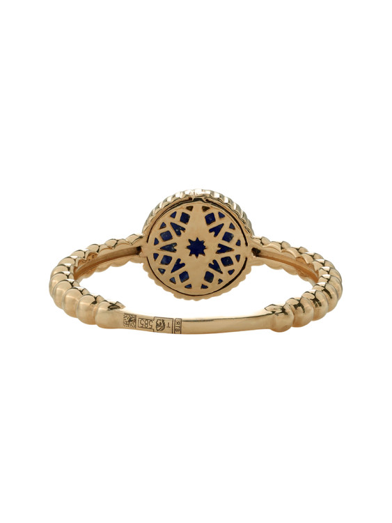 Кольцо из лимонного золота c бриллиантами и лазуритом