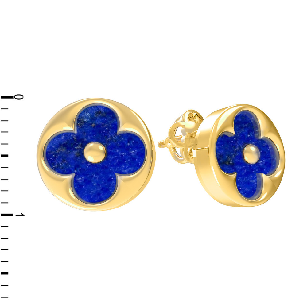 Серьги из лимонного золота c лазуритом