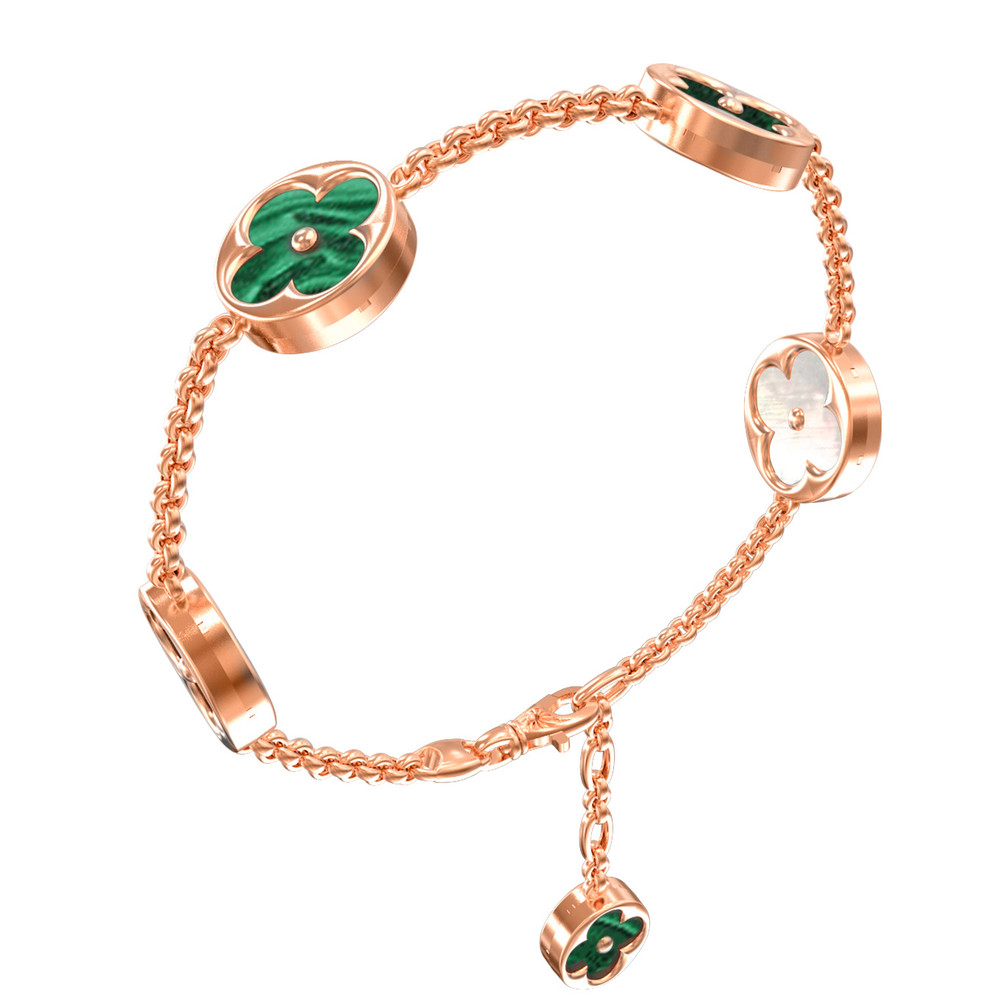 Браслет из золота c малахитом и перламутром