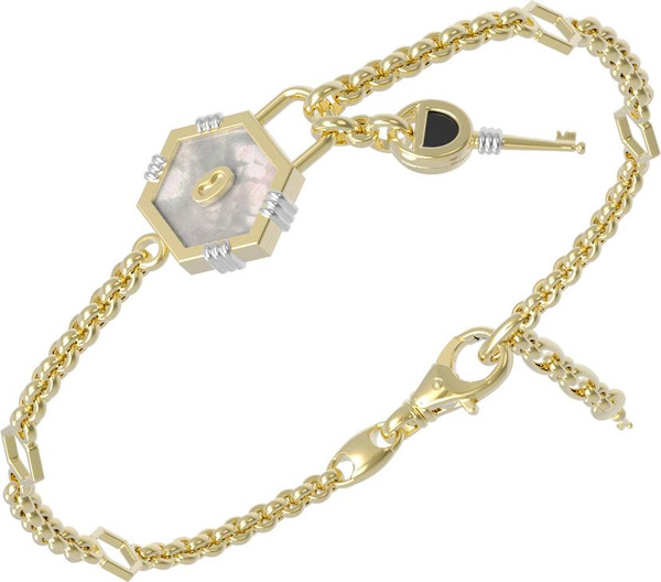 Браслет из лимонного золота c ониксом и перламутром