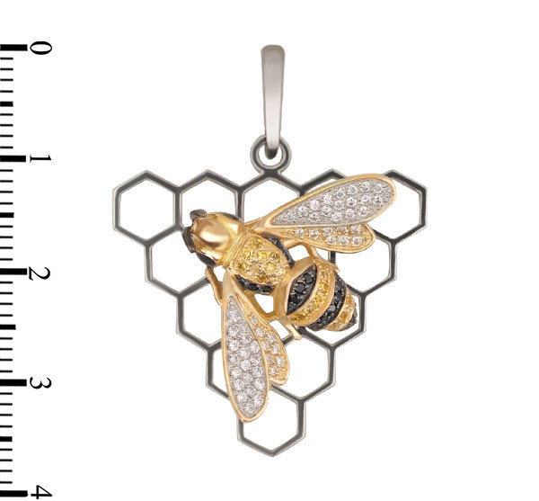 Подвеска из белого золота c эмалью и фианитом