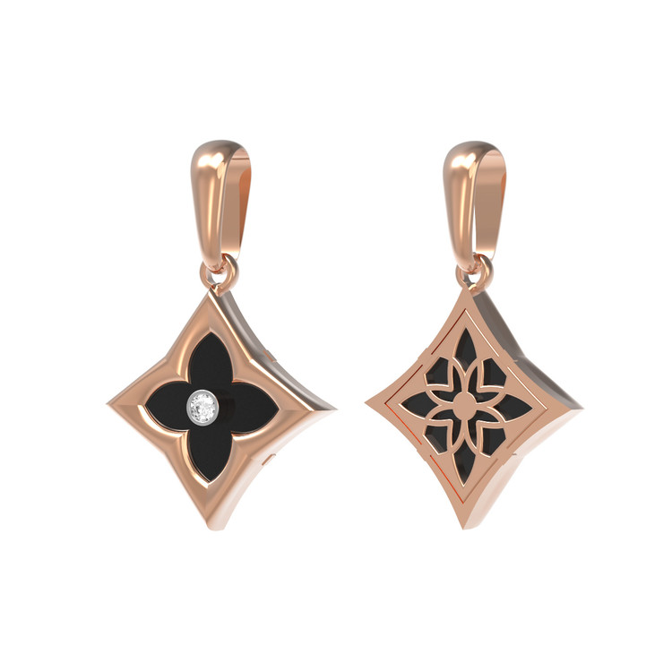 Подвеска из золота c бриллиантами и ониксом