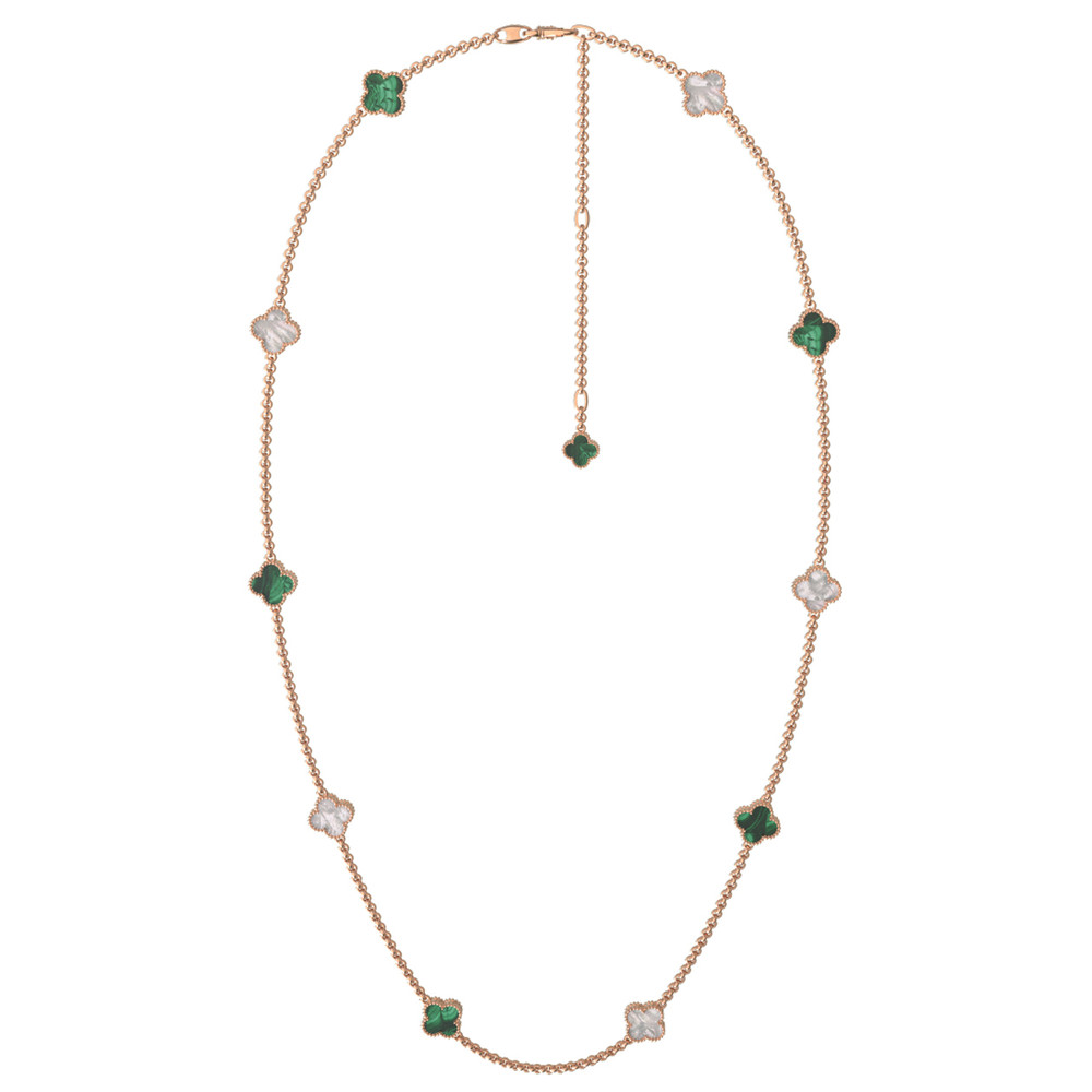 Колье из золота c малахитом и перламутром