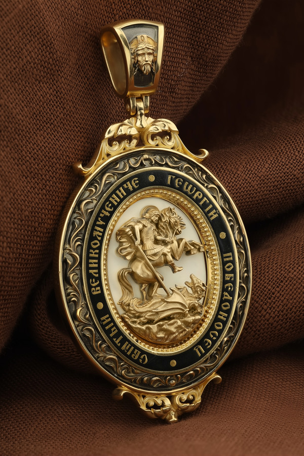 Образок из лимонного золота c эмалью