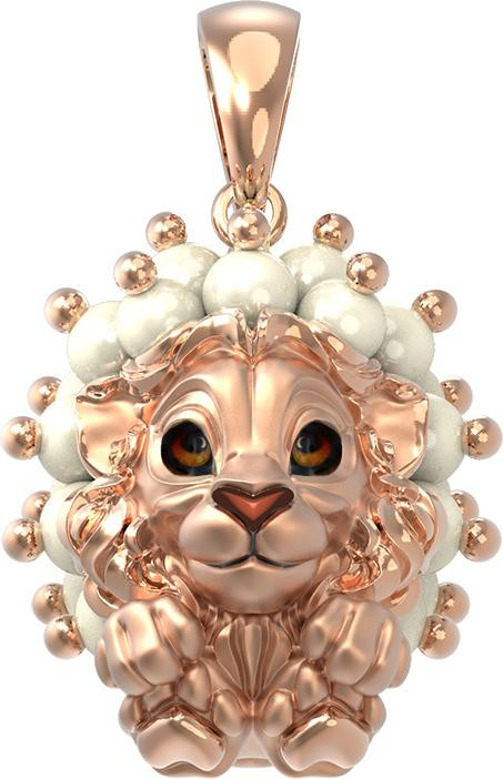 Подвеска из золота c эмалью и жемчугом