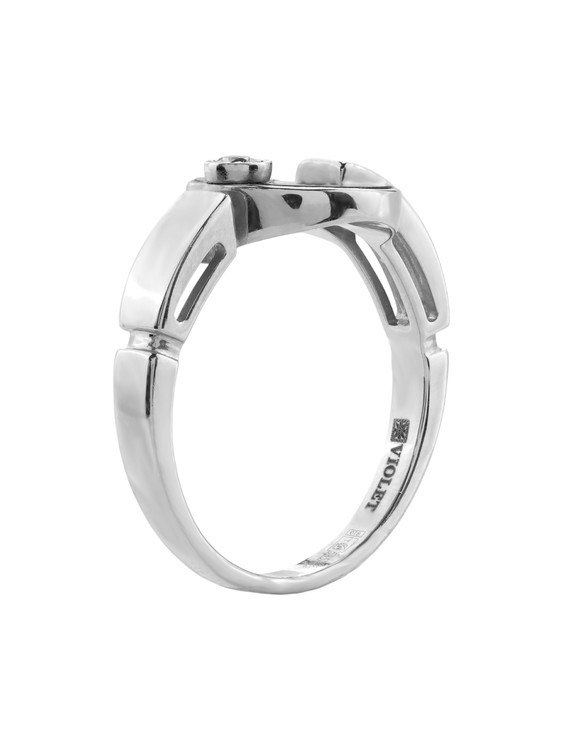 Кольцо из белого золота c бриллиантами и ониксом