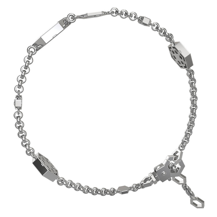 Браслет из белого золота c бриллиантами, ониксом и перламутром