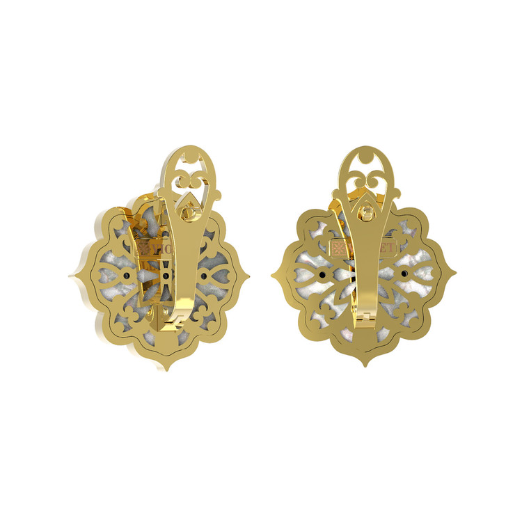 Серьги из лимонного золота c ониксом и перламутром