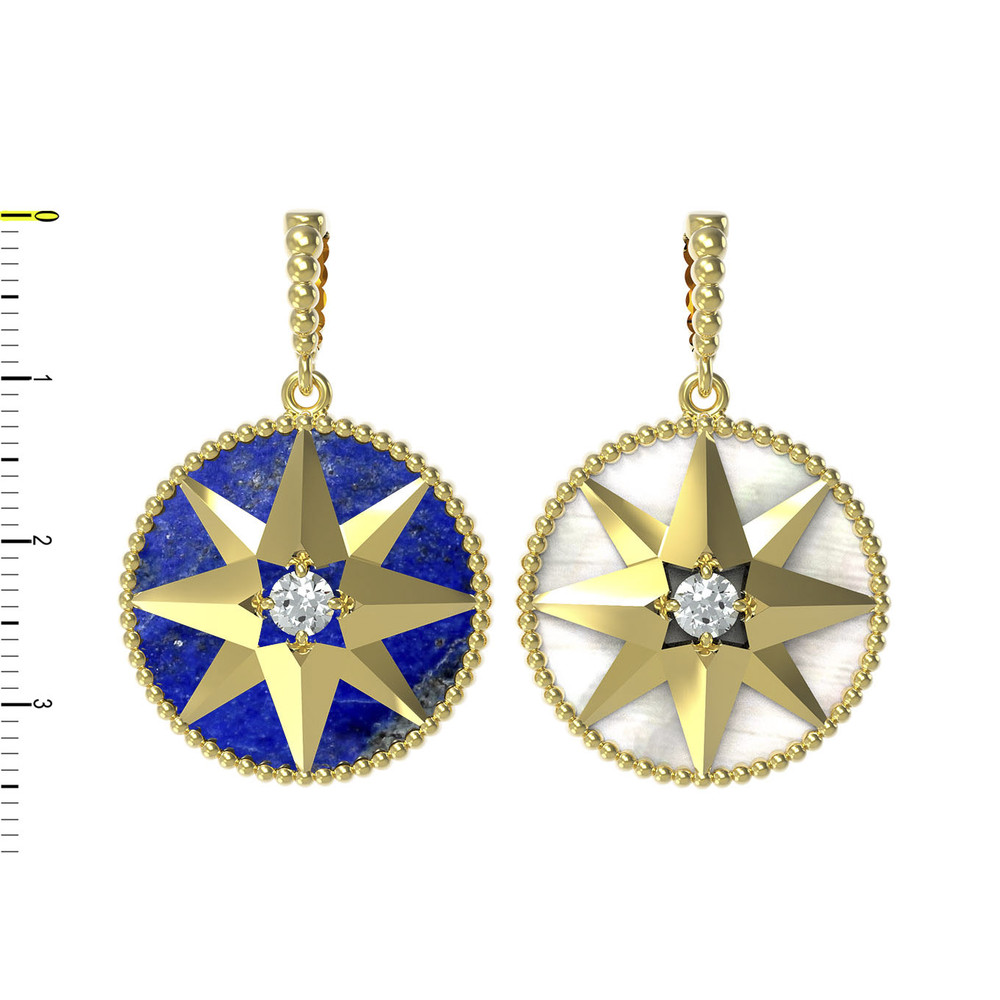 Подвеска из лимонного золота c фианитом, лазуритом и перламутром