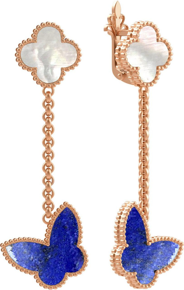 Серьги из золота c лазуритом и перламутром