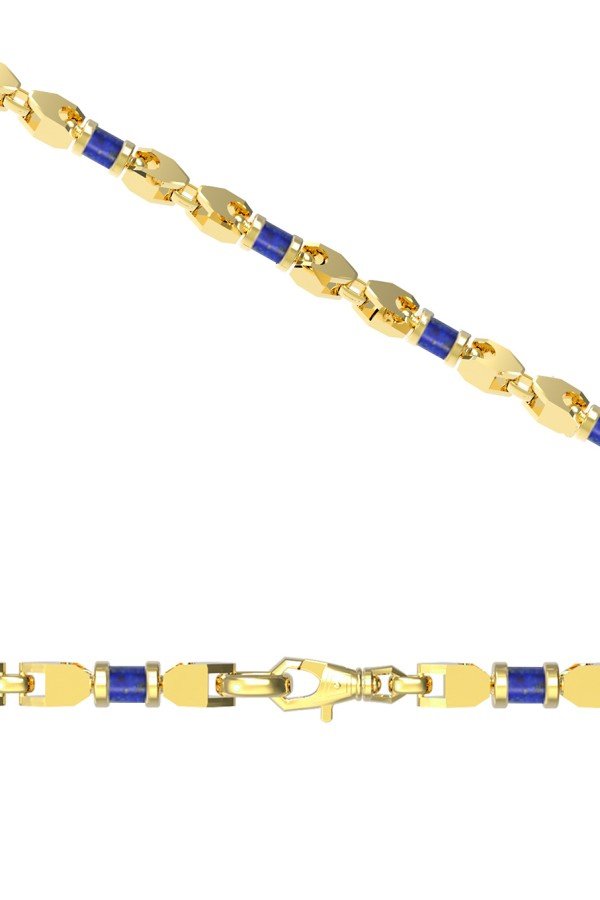 Цепь из лимонного золота c лазуритом