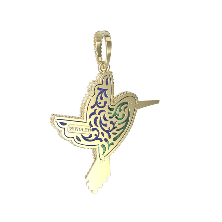 Подвеска из лимонного золота c эмалью, лазуритом и малахитом