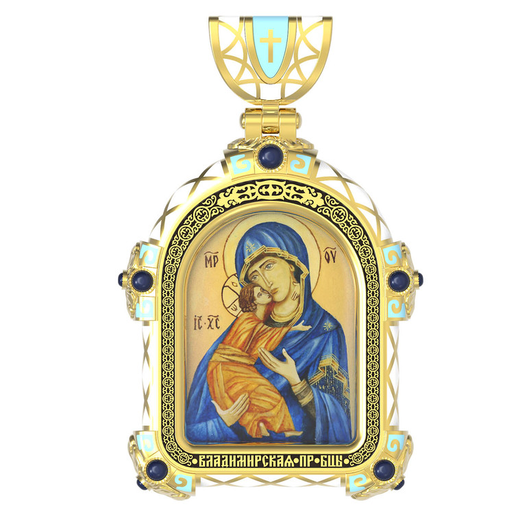 Образок из лимонного золота c эмалью, иконописью и темперой