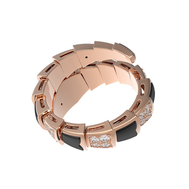 Кольцо из золота c бриллиантами и ониксом