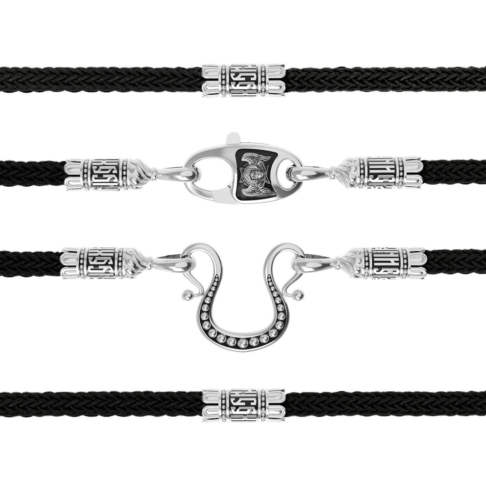 Шнурок шёлковый из белого золота c шёлковым шнурком