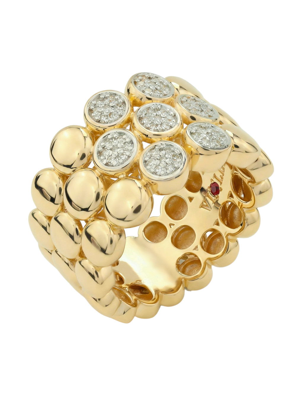 Кольцо из лимонного золота c бриллиантами и рубином