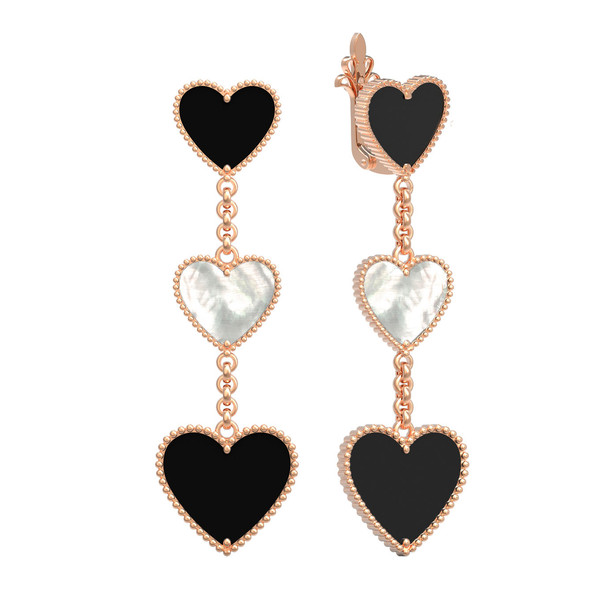 Серьги из золота c ониксом и перламутром