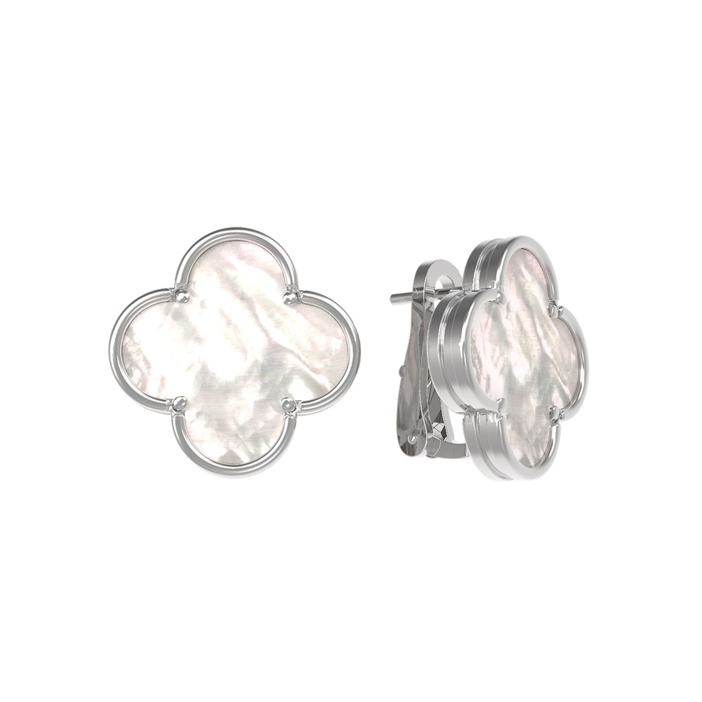 Серьги из белого золота c перламутром