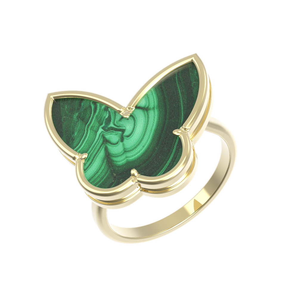 Кольцо из лимонного золота c малахитом