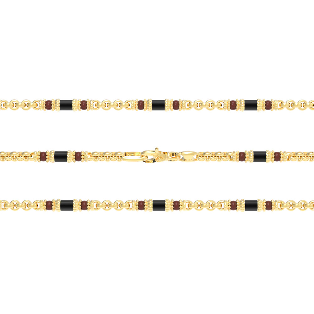 Цепь из лимонного золота c ониксом и кораллом