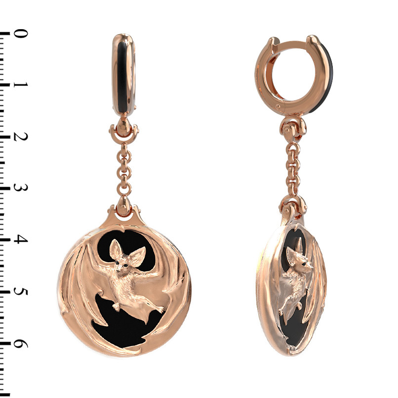 Серьги из золота c эмалью и ониксом