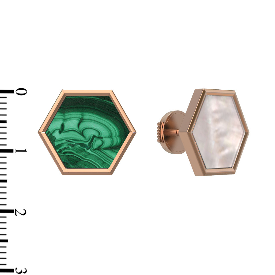 Серьги из золота c малахитом и перламутром