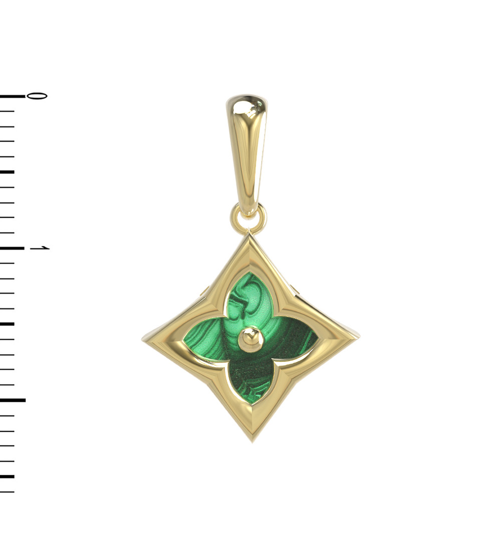 Подвеска из лимонного золота c малахитом