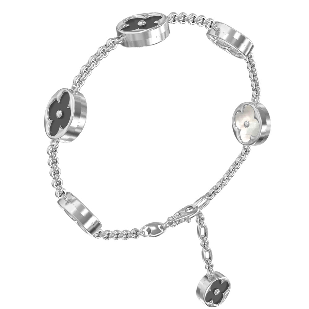 Браслет из белого золота c ониксом и перламутром