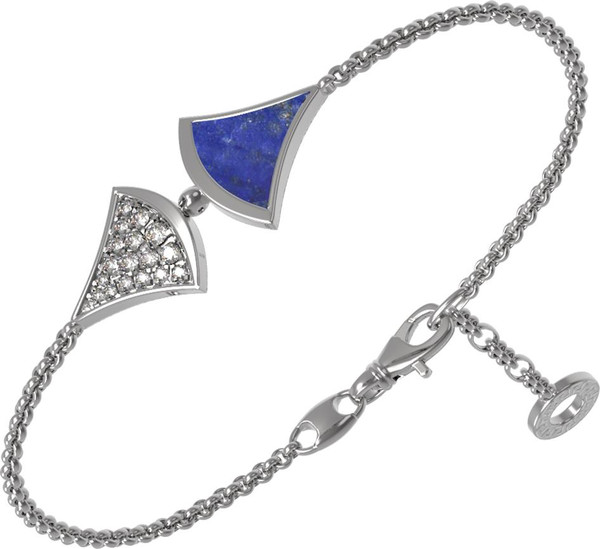 Браслет из белого золота c бриллиантами и лазуритом