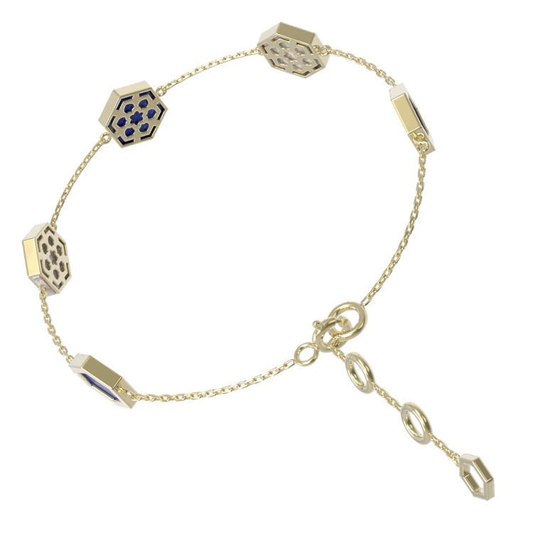 Браслет из лимонного золота c лазуритом и перламутром