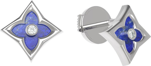 Серьги из белого золота c бриллиантами и лазуритом