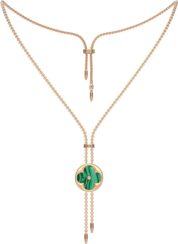 Колье из золота c малахитом и перламутром